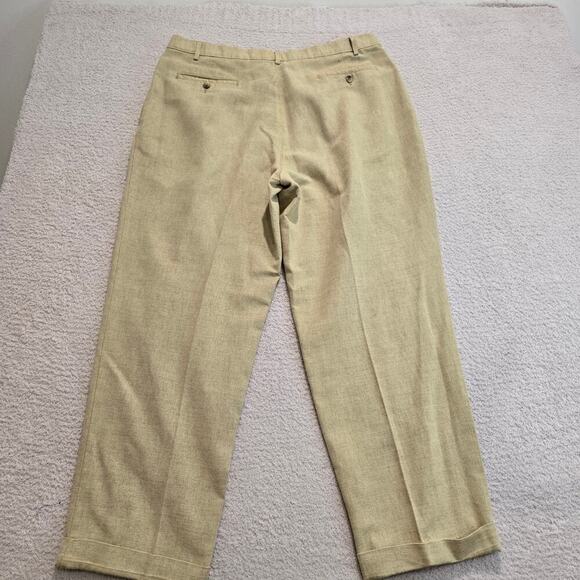Club Room Linen Blend Pleated Cuffed Pants Men's 38x30 Old Money Preppy - Picture 4 of 9